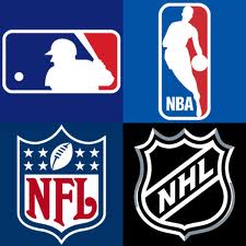 Logos der TOP-US-Ligen MLB, NBA, NFL und NHL