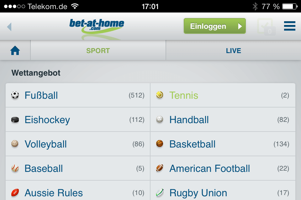 Die neue Bet-at-Home mobil App ist erschienen - Screenshot vom iPhone