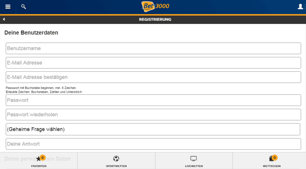 bet3000 registrierung