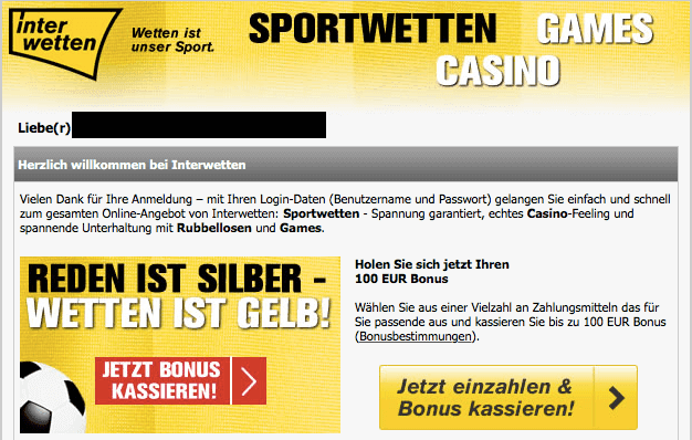 Interwetten Registrierung bestatigt