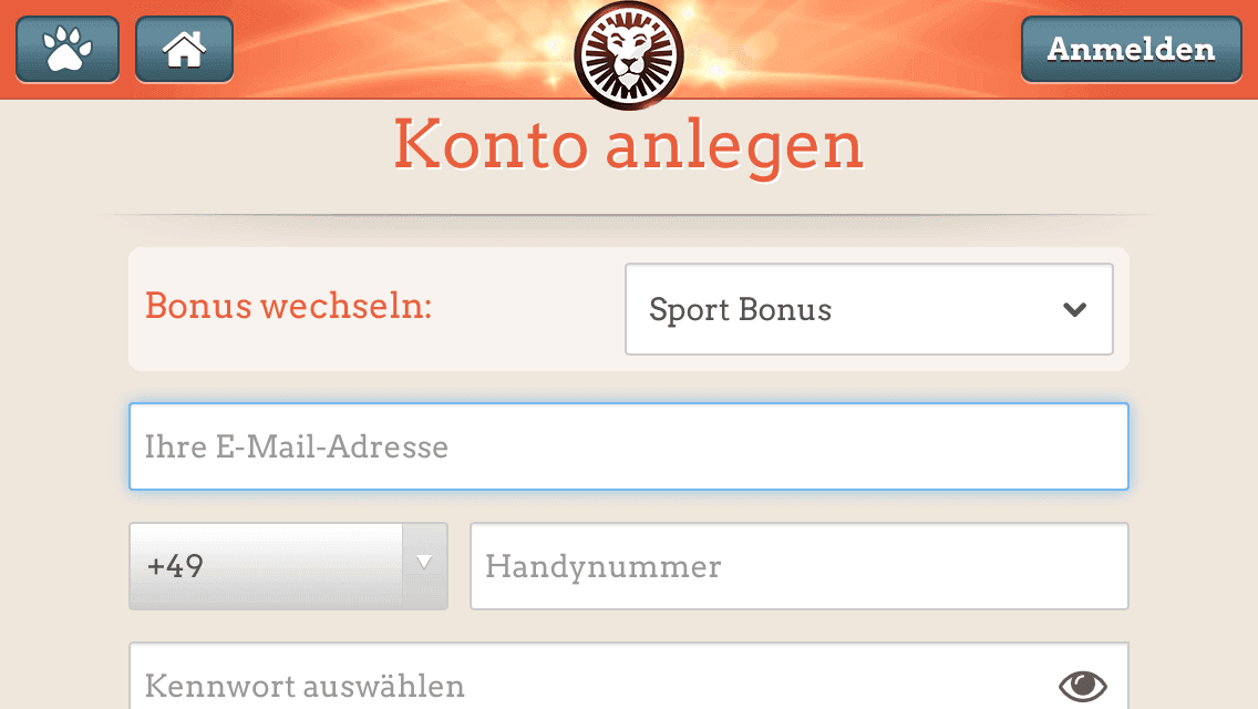 LeoVegas Sport Registrierung 1
